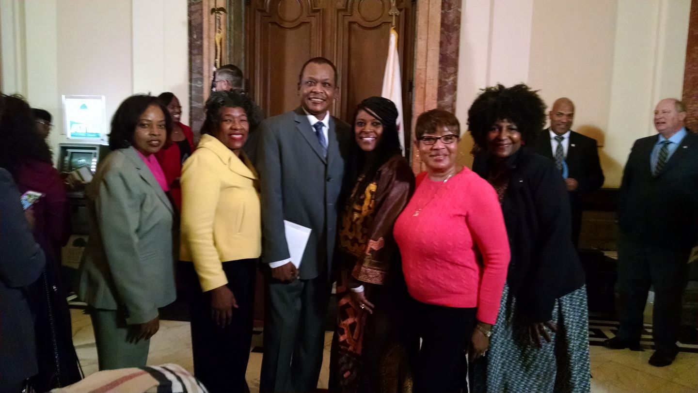 NAACP Champaign County Third Vice president Michele Cooper, NAACP Champaign County Second Vice President Dr. Sandra Kato, NAACP Assistant Treasurer Christopher Hamb, NAACP Illinois State President Teresa Haley, NAACP Champaign County First Vice President Minnie Pearson and NAACP Champaign County President Patricia Avery.